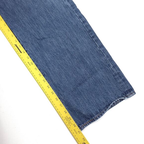 Levis 501 Jeans Mens 42x31 Dark Blue Wash Straight Leg Button Fly High Rise EUC - Picture 6 of 8